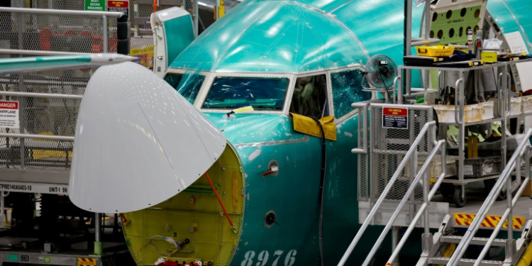 Boeing 737 MAX aircraft are seen in various states of assembly at the company factory in Renton, Washington. ©AFP