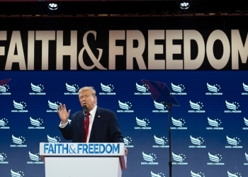 Former US president Donald Trump speaks at the conservative Faith and Freedom Coalition conference in Washington on June 22, 2024 / ©AFP