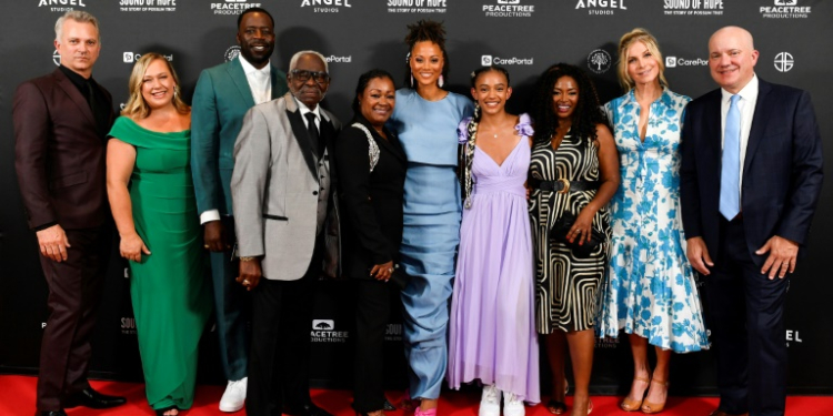 The cast, writers and directors of "Sound of Hope: The Story of Possum Trot" attend the premiere at the Linwood Dunn Theater in Los Angeles on June 18, 2024. ©AFP