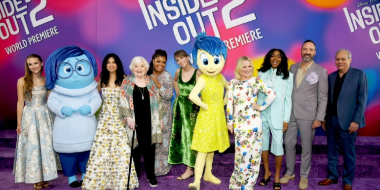 The cast from 'Inside Out 2' is seen at the movie's premiere in Hollywood on June 10, 2024. ©AFP