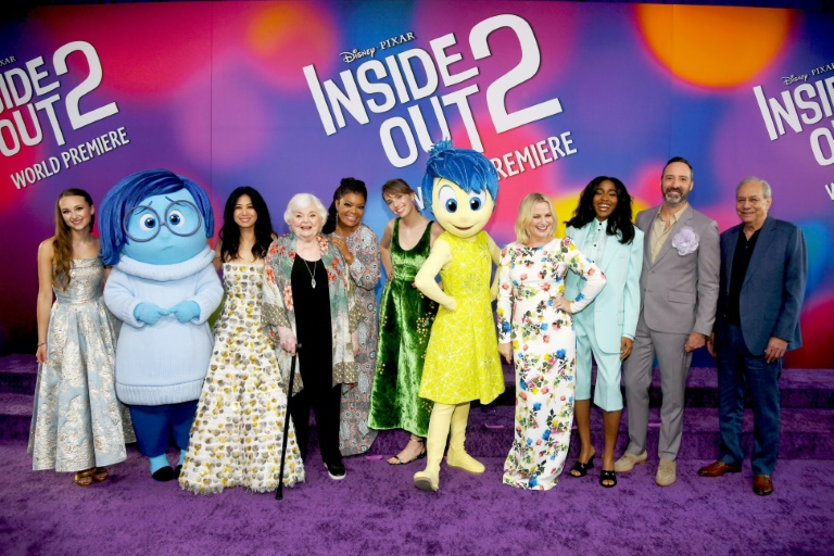 The cast from 'Inside Out 2' is seen at the movie's premiere in Hollywood on June 10, 2024. ©AFP