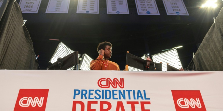 The CNN studio is prepared for the first presidential debate of the 2024 elections between US President Joe Biden and Republican Donald Trump at in Atlanta, Georgia. ©AFP