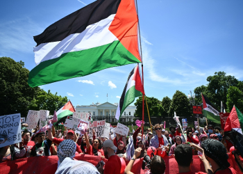 Pro-Palestinian demonstrators rally near the White House in Washington, DC, on June 8, 2024 / ©AFP