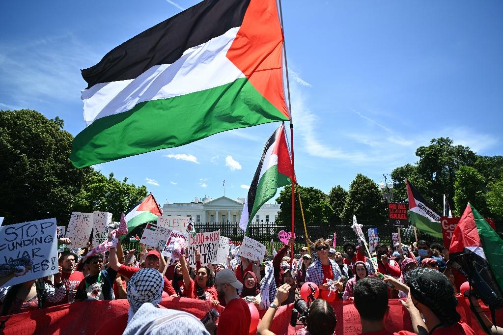 Pro-Palestinian demonstrators rally near the White House in Washington, DC, on June 8, 2024 / ©AFP