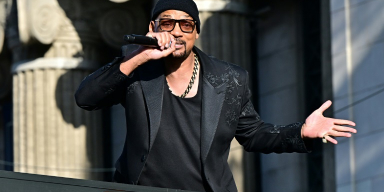 US actor Will Smith raps from a bus at the premiere of 'Bad Boys: Ride or Die' at the TCL Chinese Theatre in Hollywood, California. ©AFP