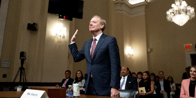 Microsoft President Brad Smith spent more than three hours answering questions from members of the Homeland Security Committee in Washington / ©AFP