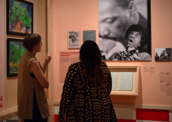 Sarah Seidman (L) and Zinga Fraser are co-curators of the 'Changing the Face of Democracy: Shirley Chisholm at 100' exhibition in New York / ©AFP