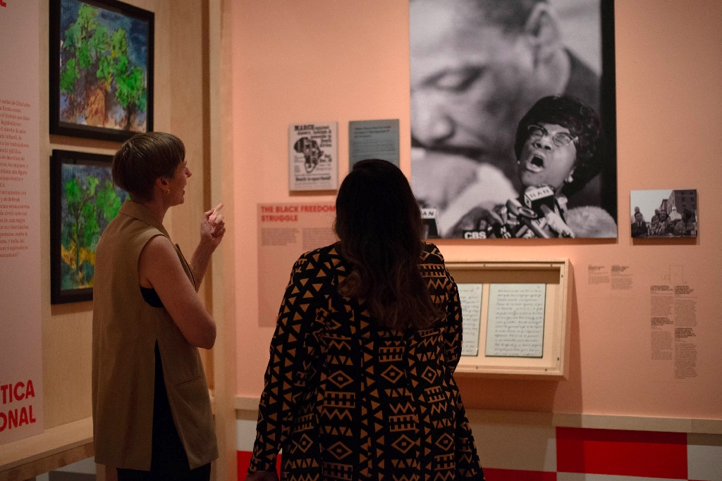 Sarah Seidman (L) and Zinga Fraser are co-curators of the 'Changing the Face of Democracy: Shirley Chisholm at 100' exhibition in New York / ©AFP