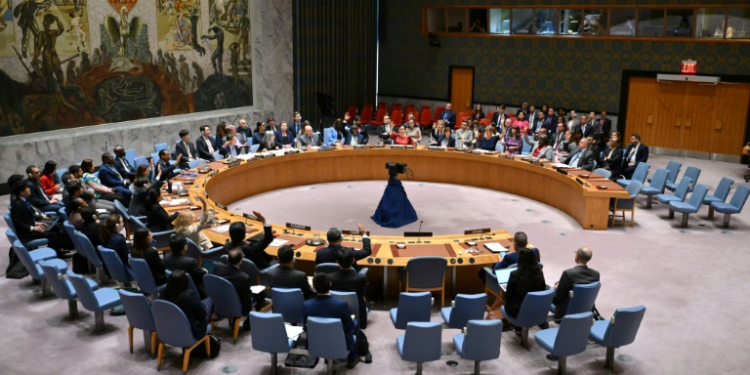 United Nations Security Council members votes to adopt a US-drafted resolution supporting a ceasefire plan in Gaza. ©AFP