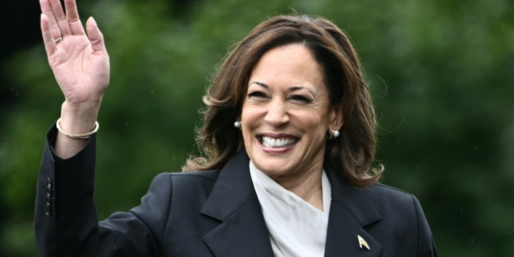 US Vice President Kamala Harris, seen here arriving at the White House on Monday, praised her boss Joe Biden's legacy. ©AFP