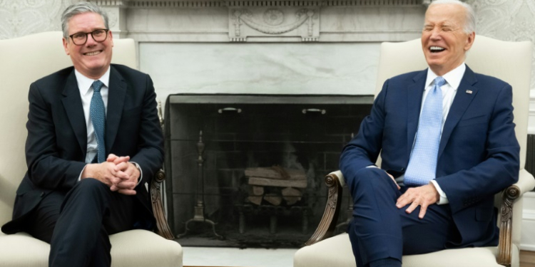 US President Joe Biden hosts a bilateral meeting with British Prime Minister Keir Starmer at the White House on July 10, 2024. ©AFP