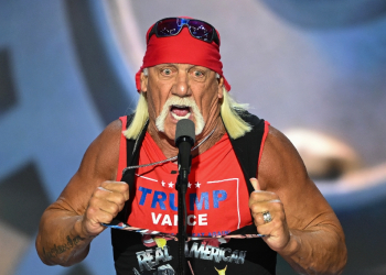 Professional wrestler Hulk Hogan gave a full-throated endorsement of Donald Trump at the Republican National Convention in Milwaukee, Wisconsin, on July 18, 2024 / ©AFP