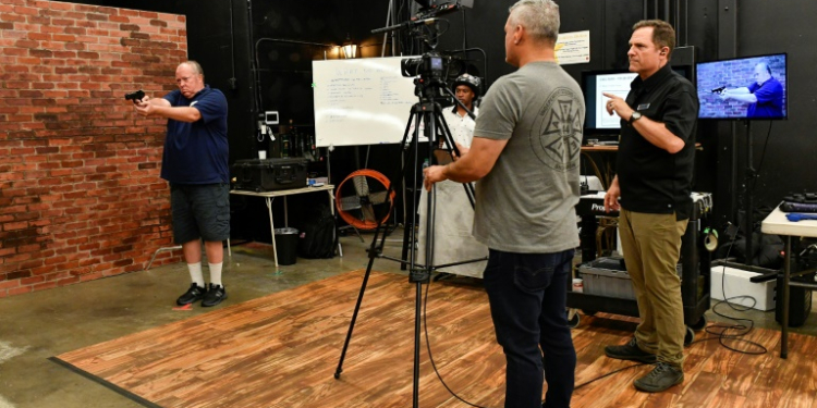 A group of filmmakers attend a training course run by Dutch Merrick, a veteran Hollywood armorer . ©AFP