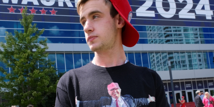 Matthew Paley stands outside the Republican National Convention in Milwaukee, Wisconsin, on July 17, 2024 / ©AFP