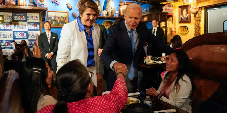 President Joe Biden had been due to attend a Latino community event in Las Vegas when Covid-19 forced him to cancel / ©AFP