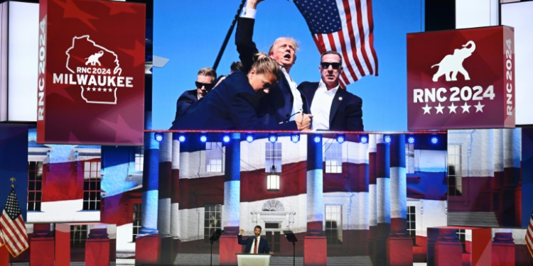 Donald Trump Jr speaks during at the 2024 Republican National Convention in Milwaukee, Wisconsin. ©AFP