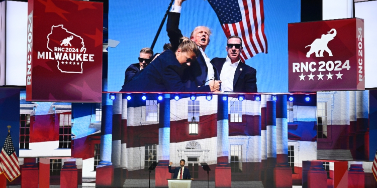 Son of former US President Donald Trump Donald Trump Jr. speaks during the third day of the 2024 Republican National Convention in Milwaukee, Wisconsin / ©AFP