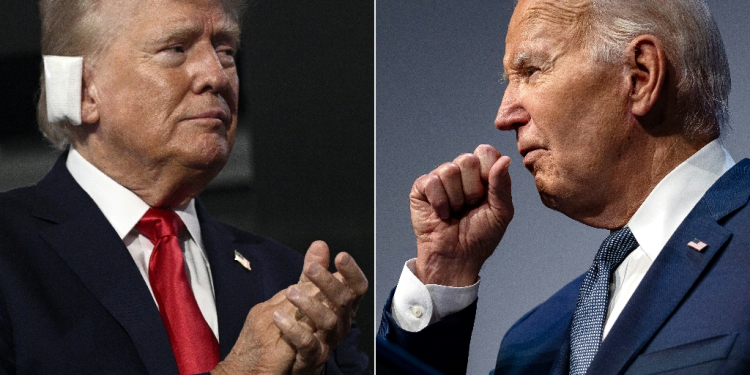 Everything has been going right for former US president and 2024 Republican presidential candidate Donald Trump (left) -- while President Joe Biden had a week from hell / ©AFP