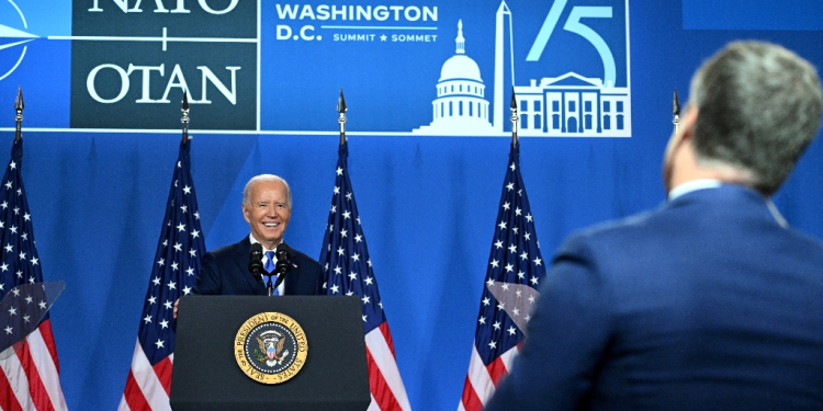 US President Joe Biden holds a news conference at the close of the NATO summit in Washington on July 11, 2024 / ©AFP