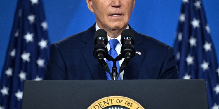 US President Joe Biden speaks during a press conference at the close of the 75th NATO Summit at the Walter E. Washington Convention Center in Washington, DC on July 11, 2024. / ©AFP