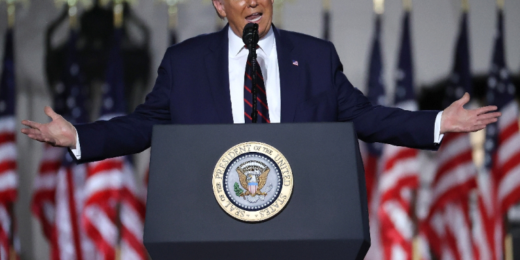 Donald Trump delivered his acceptance speech for the Republican presidential nomination in 2020 on the South Lawn of the White House, capping a convention reined in by Covid / ©AFP