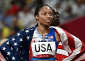Allyson Felix says a US presidential election victory for Kamala Harris would be 'monumental'. ©AFP
