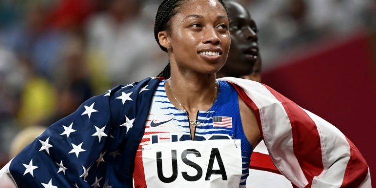 Allyson Felix says a US presidential election victory for Kamala Harris would be 'monumental'. ©AFP