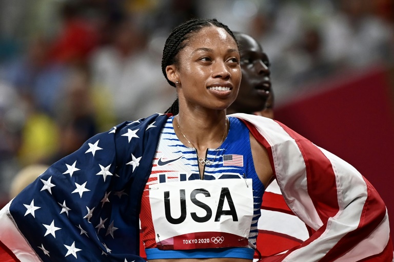 Allyson Felix says a US presidential election victory for Kamala Harris would be 'monumental'. ©AFP