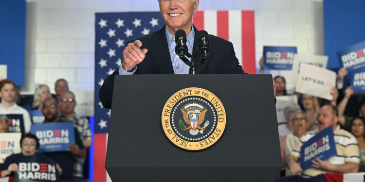 US President Joe Biden speaks at a campaign event in Madison, Wisconsin amid concern over his physical and mental fitness for a grueling campaign against rival Donald Trump and a second White House term / ©AFP