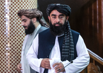 Taliban spokesman Zabihullah Mujahid arrives to attend a press conference in Kabul on July 3 / ©AFP