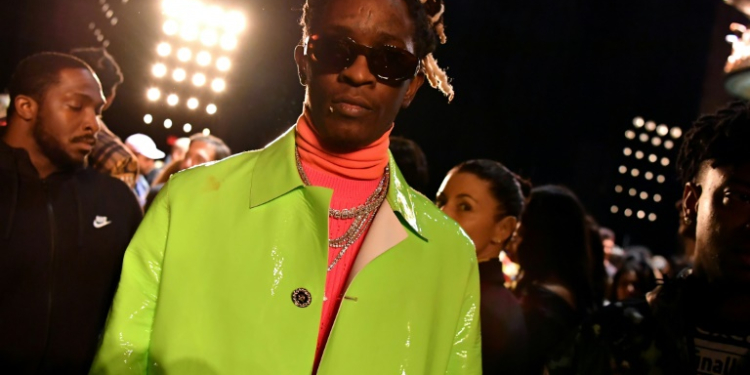 Georgia prosecutors allege that chart-topper Young Thug, seen here at a New York fashion show in December 2018, leads a criminal street gang. ©AFP