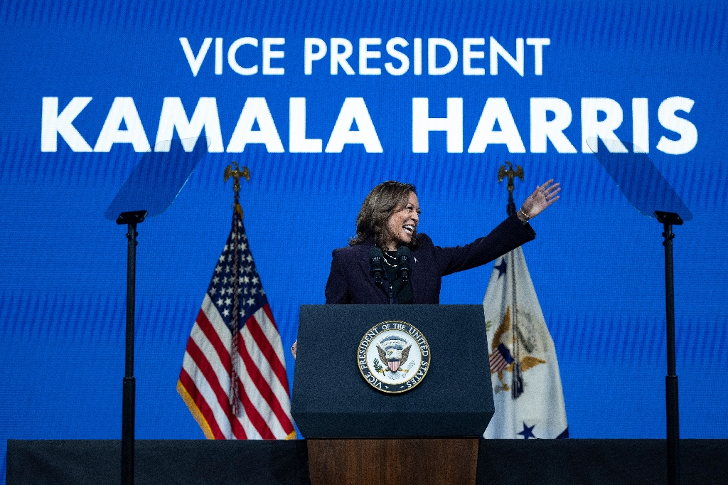 US Vice President Kamala Harris delivers the keynote speech at the American Federation of Teachers' national convention in Houston, Texas / ©AFP