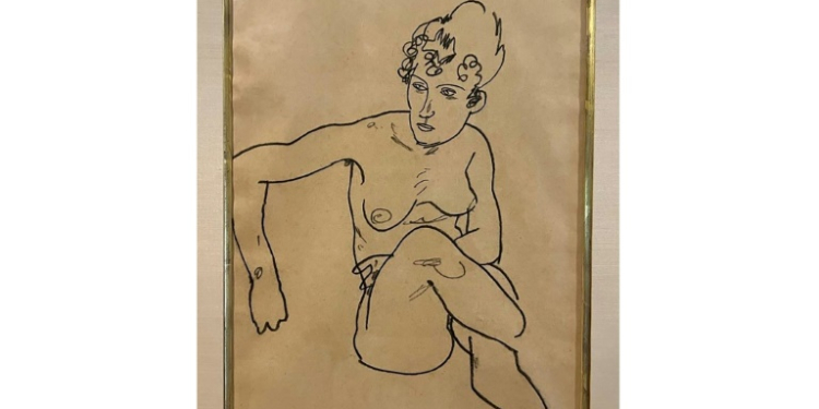 This undated image released by the Manhattan District Attorney's Office shows the drawing, 'Seated Nude Woman,' by Austrian artist Egon Schiele. ©AFP