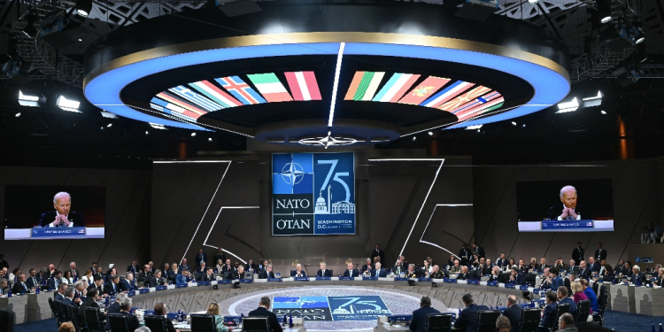 NATO heads of state meet during the NATO 75th anniversary summit  / ©AFP