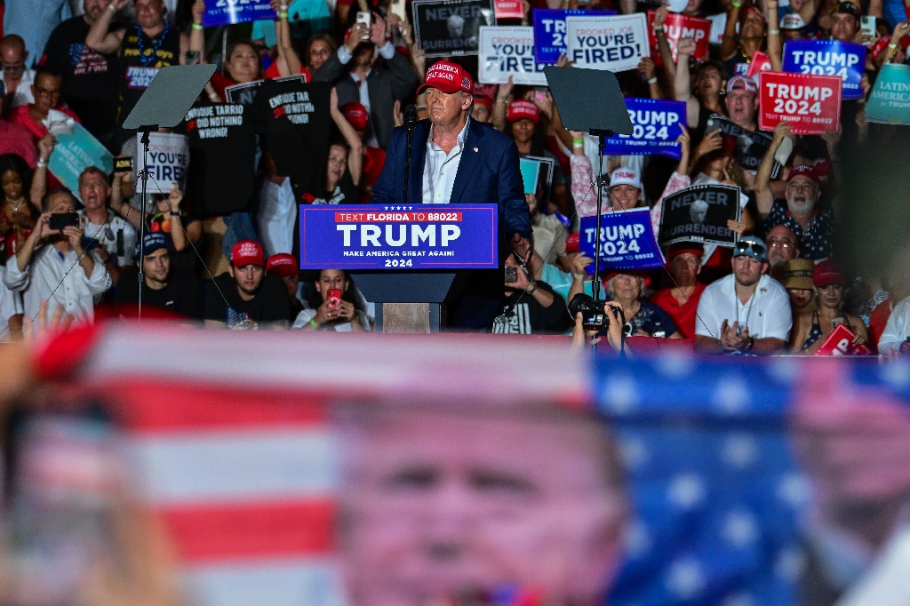 Presidential candidate Donald Trump pictured at a rally in Florida on July 9 / ©AFP