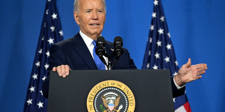 US President Joe Biden gestures as he speaks during a press conference on July 11, 2024 / ©AFP