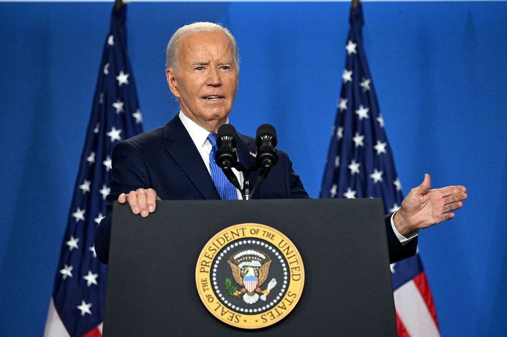 US President Joe Biden gestures as he speaks during a press conference on July 11, 2024 / ©AFP