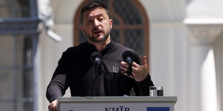 Ukraine's President Volodymyr Zelensky speaks in Kyiv on June 28, 2024 / ©AFP