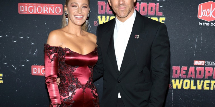 Actors Blake Lively and her husband Ryan Reynolds attend the 'Deadpool & Wolverine' New York premiere on July 22, 2024. ©AFP