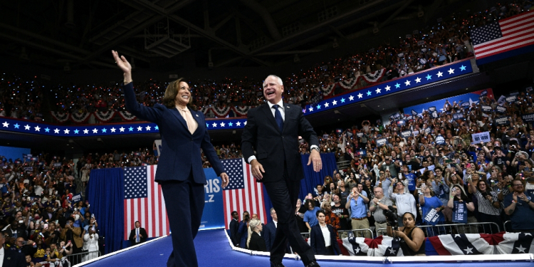 Democratic presidential candidate Kamala Harris and her running mate Tim Walz held the biggest Democratic event of the election so far in Pennsylvania / ©AFP