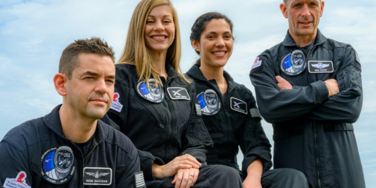 The SpaceX Polaris Dawn crew (L to R:) Jared Isaacman, Anna Menon, Sarah Gillis and Scott Poteet. ©AFP