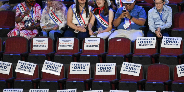 Democratic activists sporting cowboy hats at the party's convention in Chicago / ©AFP