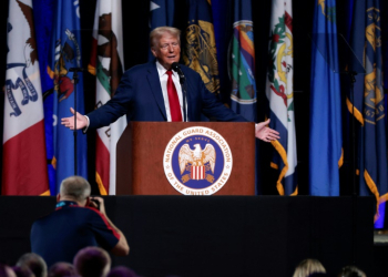 Former US President and Republican presidential candidate Donald Trump gives remarks at the National Guard Association of the United States' 146th General Conference & Exhibition Michigan in Detroit, Michigan, on August 26, 2024. ©AFP