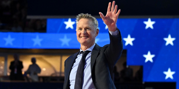 Golden State Warriors and Team USA head coach Steve Kerr took a dig at Donald Trump during his speech on Monday night / ©AFP