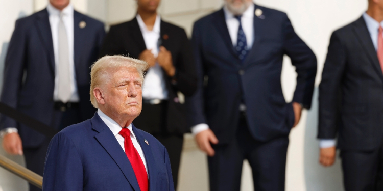 Republican presidential candidate Donald Trump during a visit to Arlington National Cemetery on August 26, 2024 / ©AFP