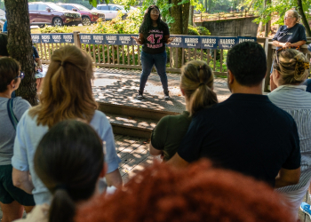 Actress Danielle Brooks addressed Democratic canvassers ahead of door knocking in Georgia's Fulton County -- the area turned out strongly for President Joe Biden in 2020 / ©AFP