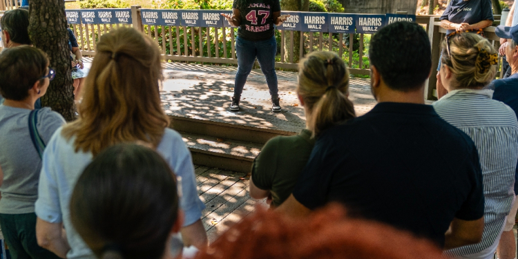 Actress Danielle Brooks addressed Democratic canvassers ahead of door knocking in Georgia's Fulton County -- the area turned out strongly for President Joe Biden in 2020 / ©AFP