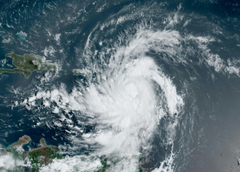 Tropical Storm Ernesto is seen on August 13, 2024 in a satellite image obtained from the National Oceanic and Atmospheric Administration. ©AFP