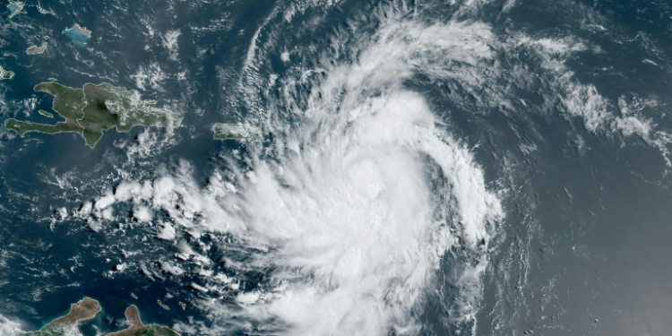 Tropical Storm Ernesto is seen on August 13, 2024 in a satellite image obtained from the National Oceanic and Atmospheric Administration. ©AFP