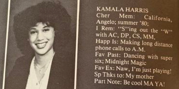 In this undated yearbook photo released by the Westmount High School, US presidential candidate Kamala Harris said her favourite pastime during her teen years spent in Montreal was dancing / ©AFP